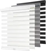Cordless Zebra Blinds for Windows Pull Down Roller Window Shades Dual Layer Light Filtering Privacy for Day and Night, Free-Stop Door Shades for Home Easy to Install (20" W X 72" H, White)