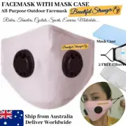 Travel Pink Face Mask Washable with Dual Vents 5 Layered PM2.5 Filters Mask Case