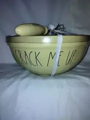 Rae Dunn Crack Me Up Large Mixing Bowl/Whisk Artisan Collection By Magenta NEW