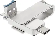 BRIGHTFUFU Type C Rotating Memory USB Flash Drive Silver Alloy USB Compatible with Laptops Devices Stable Data Storage High Speed Transfer Performance