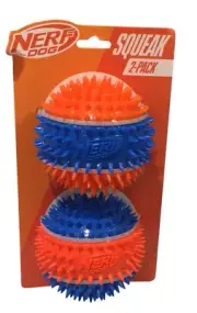 NERF DOG Spiky Blue Orange Balls Set of 2 Squeak