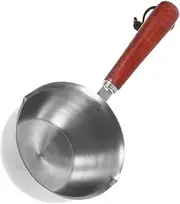 LAPYAPPE Pouring Oil Saucepan Small Size Stainless Steel Pot Spout Non-Slip for Gas Induction Cookers