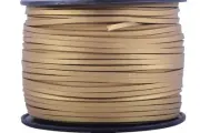 Faux Suede Leather Cord, 100 Yards 2.65x1.5mm Golden Micro Fiber Lace, Flat S...