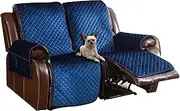 [LUFEIJIASHI] Non Slip Recliner Couch Covers for 2 Cushion Couch Sofa Reclining, Waterproof Recliner Sofa Covers 2 Seat, Velvet Reclining Couch Covers for Furniture Protector for Dogs Pets Navy Blue