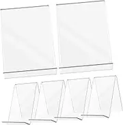 jojofuny 6 Pcs Acrylic Book Display Holders for Magazines Brochures and Clear Document Rack for Home Office and Classroom Organization with Stable Base