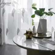 Modern Leaf Tulle Room Window Embroidered Sheer Voile Curtain Drapes Home Decor