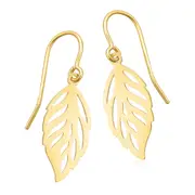 9ct Yellow Gold Leaf Drop Earrings