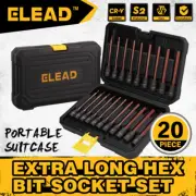 ELEAD 20Pc Extra Long Hex Bit Socket Set SAE Metric Allen Key Sockets 3/8" Drive