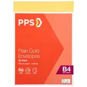PPS B4 Plain Faced Envelopes Gold 25 Pack