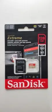 SanDisk Extreme 128GB microSDXC UHS-I/U3 Micro SD Card with Adapter 190 Rd 90 Wr