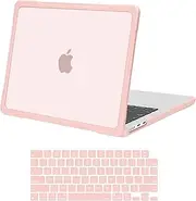 MOSISO Compatible with MacBook Air 13 inch Case 2025-2022 M4 A3240 M3 A3113 M2 A2681,Soft TPU Bumper Anti-Cracking&Anti-Fingerprint Plastic Hard Shell&Keyboard Cover for MacBook Air 13.6, Pink