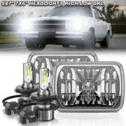 Pair For Chevy Malibu 1978-81 Corvette DOT 5X7" 7x6" LED Headlights Hi-Lo