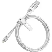 OtterBox Lightning to USB-A Premium Cable (1M) - White (78-52640), 3 AMPS (60W), MFi,10K Bend/Flex,480Mbps Transfer,Braided, Apple iPhone/iPad/MacBook