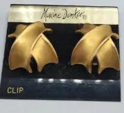 Maxine Denker X Clip On Earrings Gold Tone Original Daffy's Store Tag Vintage