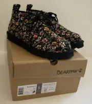 BEARPAW Women's Skye Black Floral Chukka Bootie NIB Size 8