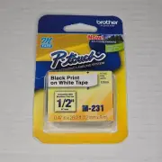 2 Brother Genuine P-Touch M-231 Standard Black on White Non Laminated Tape