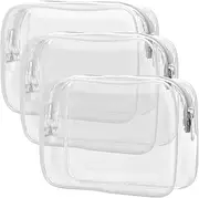 [ACEmedia] TSA Approved 3 Pack Toiletry Bag, Clear Makeup Bag, Waterproof Quart Size Bag, Travel Makeup Cosmetic Bag for Women Men, Carry On Airport Airline Compliant Bag