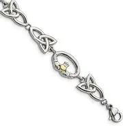 [JewelryWeb] Stainless Steel Fancy Lobster Closure Polished Yellow Ip Plated Irish Claddagh Celtic Trinity Knot Bracelet 20 Centimeters Link-Bracelet for Women