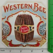WESTERN BEE - OUTER CIGAR BOX LABEL - ORIGINAL - APRX 4.5 × 4.5"