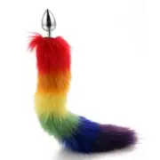 Colorful Fox Tail Steel Butt Plug Large BDStyle