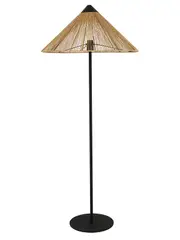 Knoll 1 Light Floor Lamp in Black with Natural Jute Rope Conical Shade