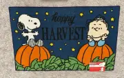 *NEW* Peanuts SNOOPY "HAPPY HARVEST" Fall Pumpkin Patch Accent Rug Mat LINUS