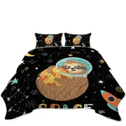 Funny Astronaut Sloth in Space Coverlet
