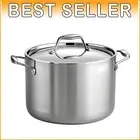8-Quart Tri-Ply Clad Stainless Steel Stock Pot - Induction-Ready & Oven Safe
