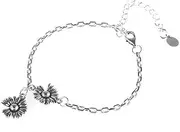 [FEATUR] Ladies Jewellery Gift,Silver Bracelets for Womens,Charm Bracelet, 925 Silver Small Chrysanthemum Bracelet Young Women's Simple Design Thai Silver Bracelet Thai Silver, 16+6cm