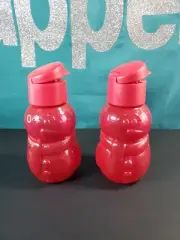 Tupperware Eco Water Bottle with Flip Top Seal Snowman Red Lipstick Sparkle