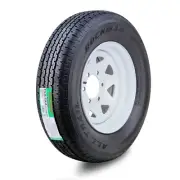 Rockman Trailer Tire Assembly ST225/75R15 10-Ply White Spoke Rim 6 Lug on 5.5"