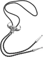 [BESTYASH] Craftsmanship Chain Fake Leather Bolo Tie Necklace Men's Western Decor Comfortable
