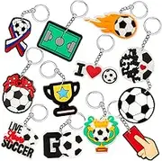 Batiyeer 36 Pack Soccer Keychains Sports Ball Key Ring Mini Basketball Ball Keychain Bulk Baseball Key Holder for Kids Boys Sport Birthday Party Favors Goodie Bag Fillers, 12 Styles (Soccer)