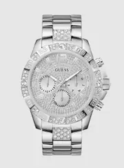 GUESS Men's Silver Majestic Link Watch