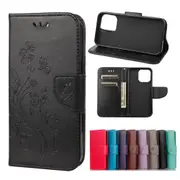 For iPhone 13 Pro Case,Playful Butterflies PU Leather Wallet Cover,Black