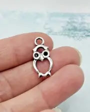15 pieces -Tibetan Owl Charms Antique Silver Pendants Double Sided #D