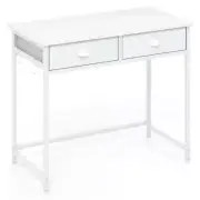 Costway Computer Desk Space Saving Home Office Desk with 2 Fabric Drawers-White