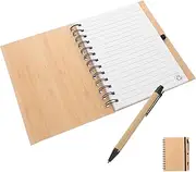 GANAZONO 1 Set Bamboo Leather Notebook Bamboo Cover Notepad Unique Bamboo Notepad Compact Notepad Spiral Journal Notebook Office Accessories Diary Notebook Note Books Beige Stainless Steel