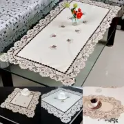 "Perfect for Springtime Decorations White Embroidered Lace Tablecloth"