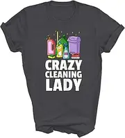 [TiQi] Funny Crazy Cleaning Lady Housekeeping Housekeeper Unisex Shirt Gift Women Men T-Shirt (Dark Heather;XL)