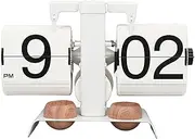 Retro Flip Down Clock, Flip Desk Clock Timer and Reminder Function Mechanical for Office (White)