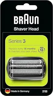 Braun Series 3 Electric Shaver Shaving Head, Replacement Shaver Part Compatible with Men's Series 3, 21B, Black