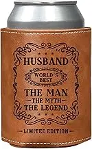 Gifts for Husband from Wife, Valentines Day Gift for Him, PU Leather Can Cooler Sleeves for Men, Best Birthday Gifts for Husband, Anniversary Gift for Him, Sentimental Gifts for Husband Lover