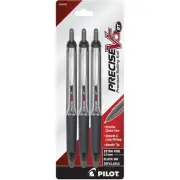 Pilot Precise V5 Liquid Retractable Rollerball Pens, 0.5 mm, Black Ink, 3-Pack