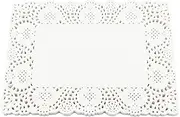 100PCS White Lace Rectangle Paper Doilies - 27 x 21cm/10.6 x 8inch, for Buffet Cake Fried Food Party Wedding Tableware Decoration