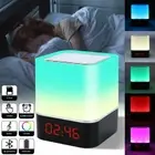 LED Bluetooth Music Speaker Alarm Clock Touch Bedside Night Light Desk Lamp USB