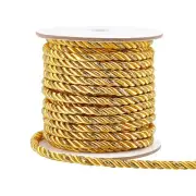 5mm Gold Cord Rope 15 Yards Metallic Twine Cord 3-Ply Polyester Shiny Cord Th...