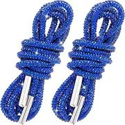 [Isslly] 2pcs Glitter Rhinestone Shoe Laces, Sparkly Round Crystal Strings with Metal Aglets, Bling Drawstring Cords Replacement for Sneakers Boots Shoes Dresses Hoodies Sweatpants- Dark Blue, Dark Blue
