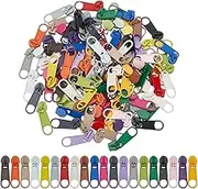 FINGERINSPIRE Pack of 120 Long Zip Heads, 20 Colours, 3# Zip Puller Heads, Zip Repair Heads, Replacement Alloy Zip Puller for suitcases, Backpacks, Jackets, Bags