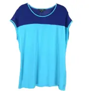 NWT LAUREN RALPH LAUREN Sleeveless Knit Mesh Trim Blue TURQ Pullover Top LARGE
